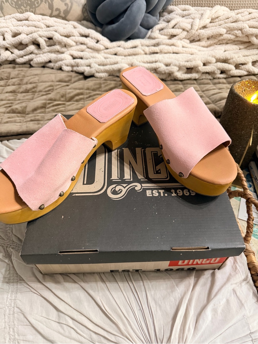 Dingo Crafty Pink Studded Platform Clog Sandals 11